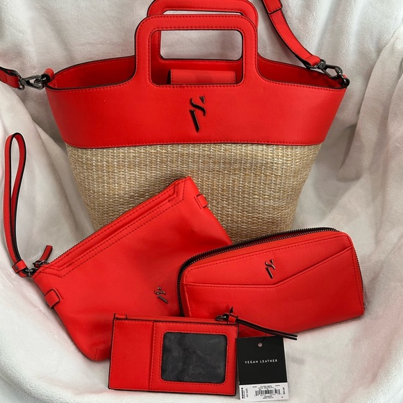 Handbags - Stylish Orange Handbag Set by Simply Vera Wang 4 pieces